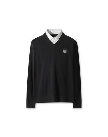 [WAAC] Men Fake Layer V-neck Sweater WMWAA25605BKX