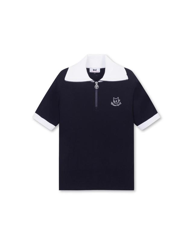 왁 [WAAC] [Exclusive] Women Big Collar SS Half Zip Sweater_WWWAM25903NYD 착용컷