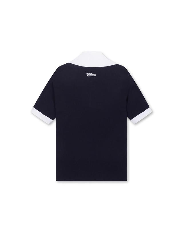 왁 [WAAC] [Exclusive] Women Big Collar SS Half Zip Sweater_WWWAM25903NYD 착용컷