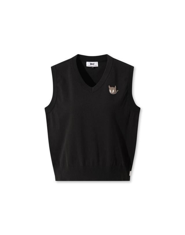 왁 [WAAC] WAAC THE ORIGINAL Women V-neck Knit Vest WWWAA25630BKX 착용컷