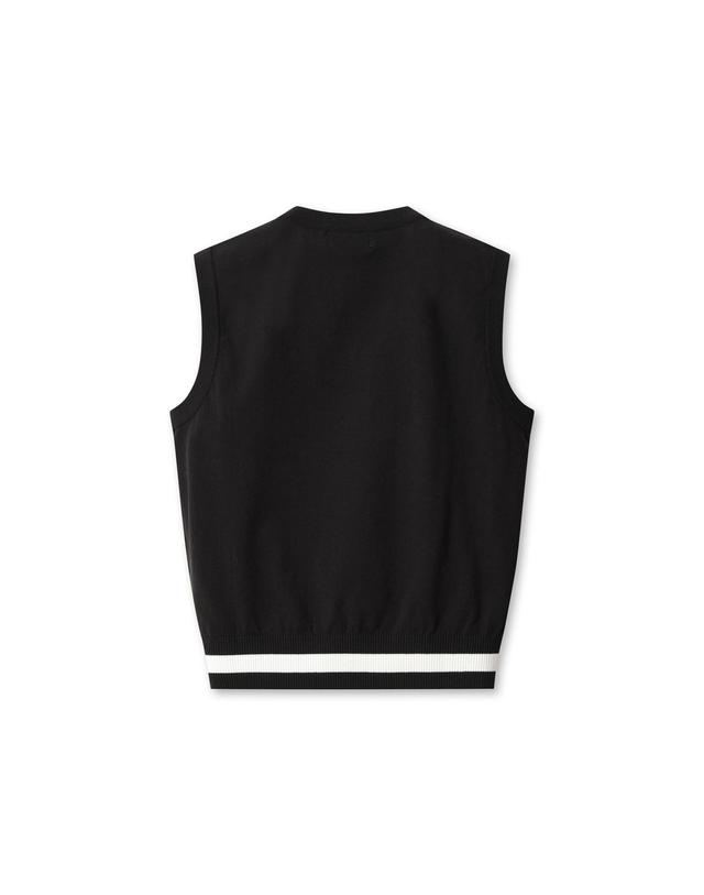 왁 [WAAC] WAAC THE ORIGINAL Women V-neck Knit Vest WWWAA25630BKX 착용컷