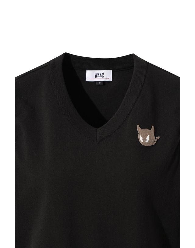 왁 [WAAC] WAAC THE ORIGINAL Women V-neck Knit Vest WWWAA25630BKX 착용컷