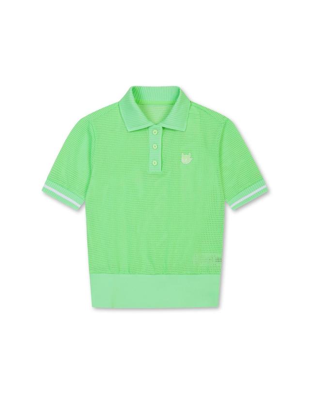 왁 [WAAC] Women Mesh Loose Fit SS Polo WWTCM25301YGN 착용컷