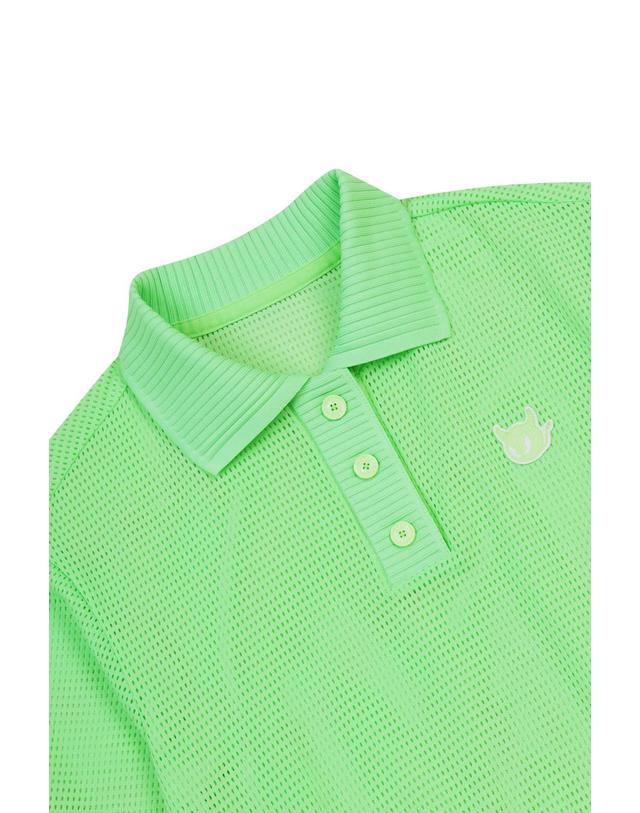 왁 [WAAC] Women Mesh Loose Fit SS Polo WWTCM25301YGN 착용컷