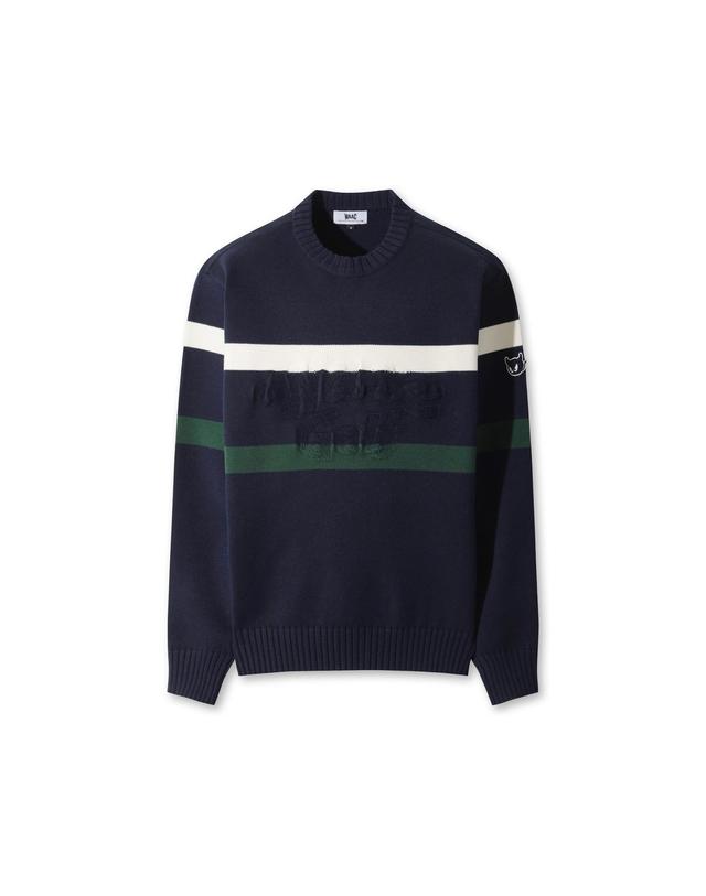 왁 [WAAC] Men Bold Stripes Block Creweneck Sweater WMWAW25704NYD 착용컷