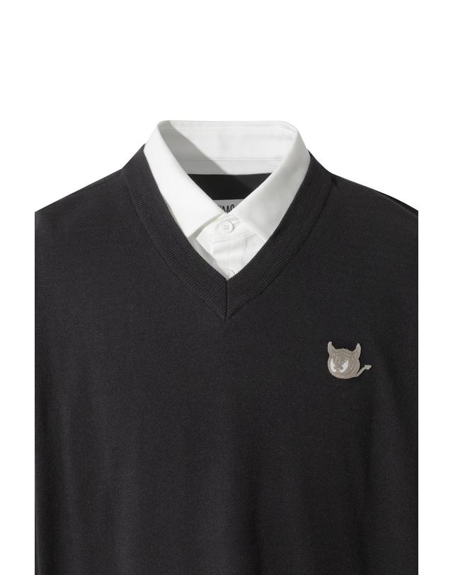 왁 [WAAC] Men Fake Layer V-neck Sweater WMWAA25605BKX 착용컷