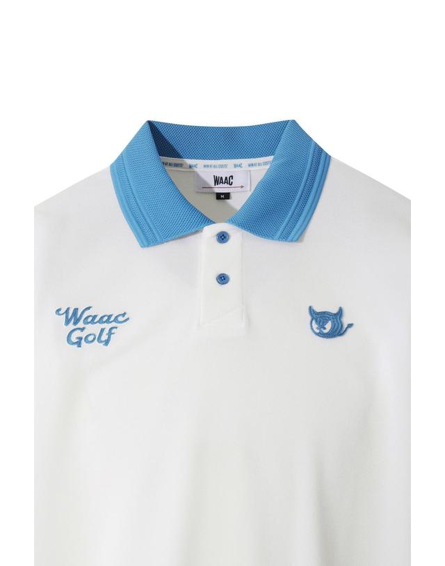 왁 [WAAC] Men WAACKY Ribbed Collar Polo WMTBA25603IVX 착용컷