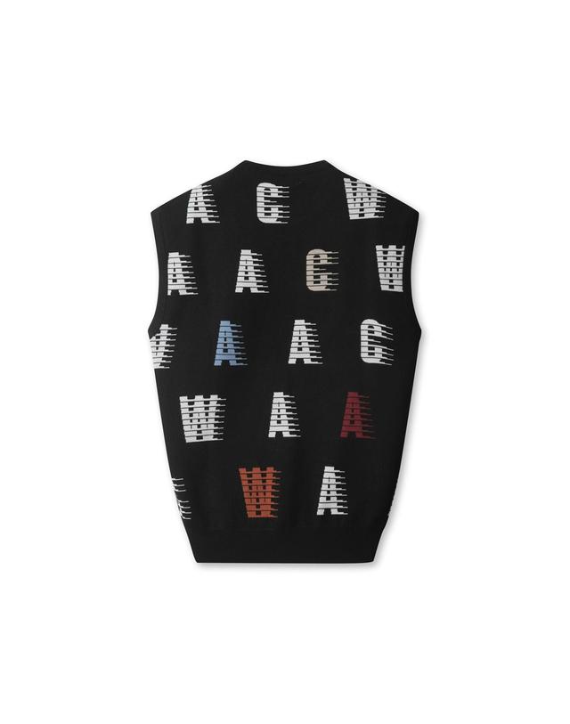 왁 [WAAC] Men Colored WAAC Knit Vest WMWAA25602BKX 착용컷