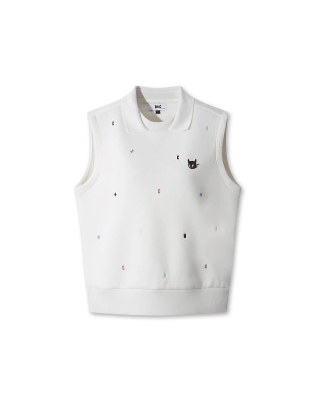 왁 [WAAC] Women Multicolor Embroidery Vest WWTCA25600IVX 착용컷