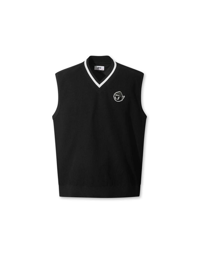 왁 [WAAC] WAACKY Men Knit V-neck Vest WMWAA25601BKX 착용컷
