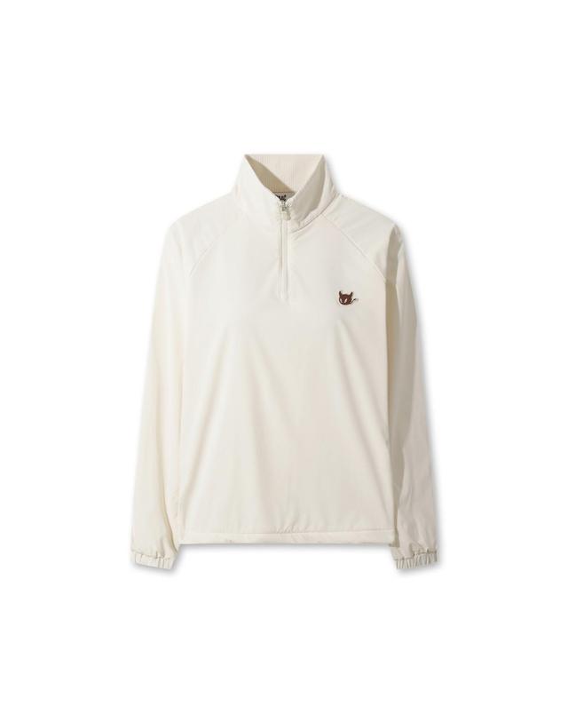왁 [WAAC] Women Fleece-lined Woven Pullover WWTBW25706IVX 착용컷