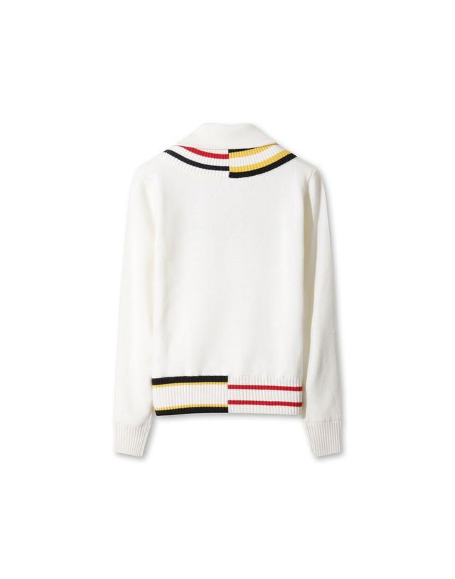 왁 [WAAC] Women Asymmetrical Rib Quarter-Zip Sweater WWWAW25705IVX 착용컷