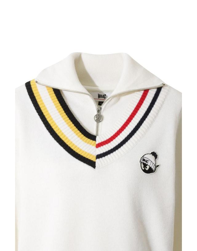 왁 [WAAC] Women Asymmetrical Rib Quarter-Zip Sweater WWWAW25705IVX 착용컷
