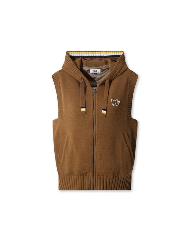 왁 [WAAC] Women Knit Hooded Zip-up Vest WWWAW25714BRX 착용컷
