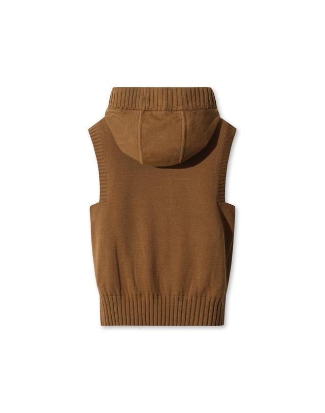 왁 [WAAC] Women Knit Hooded Zip-up Vest WWWAW25714BRX 착용컷