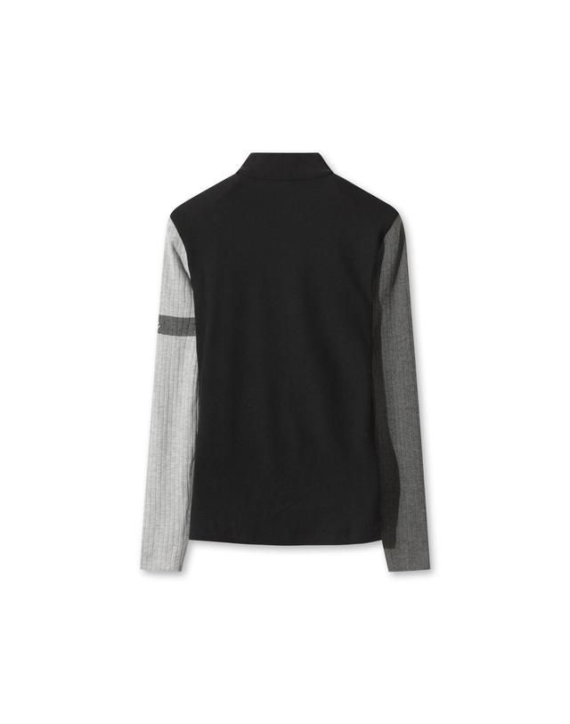 왁 [WAAC] Women Knitted Sleeve Highneck Top WWTBW25804BKX 착용컷