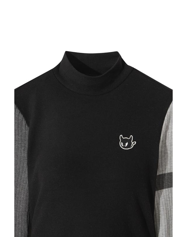 왁 [WAAC] Women Knitted Sleeve Highneck Top WWTBW25804BKX 착용컷