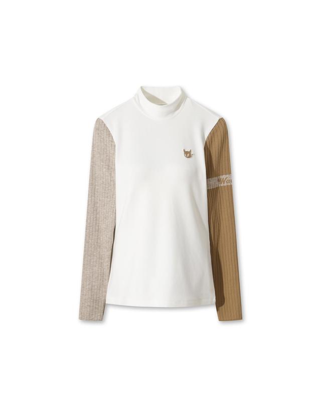 왁 [WAAC] Women Knitted Sleeve Highneck Top WWTBW25804IVX 착용컷