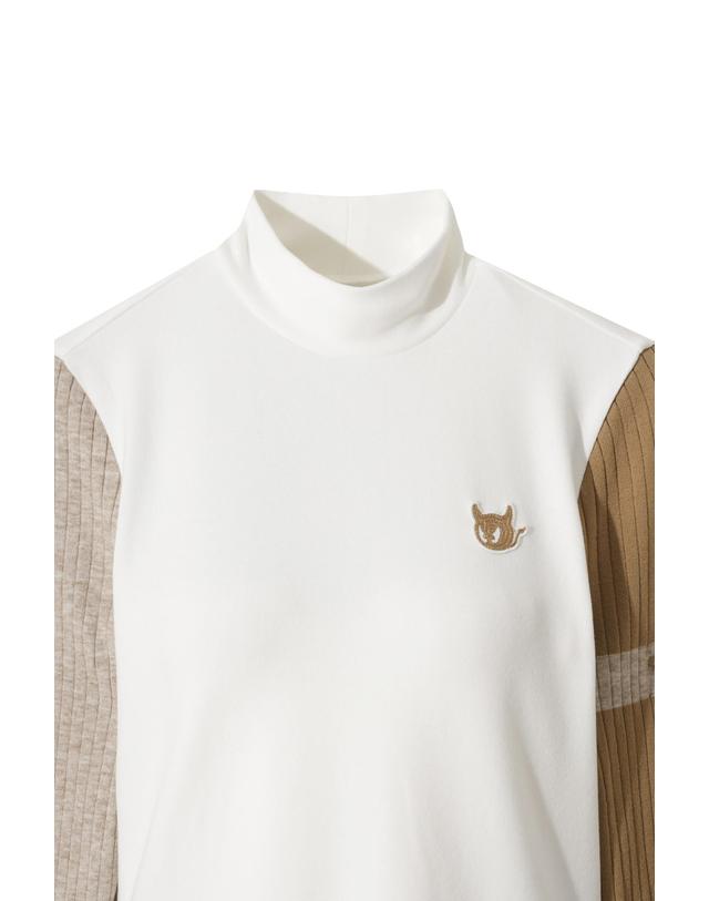 왁 [WAAC] Women Knitted Sleeve Highneck Top WWTBW25804IVX 착용컷
