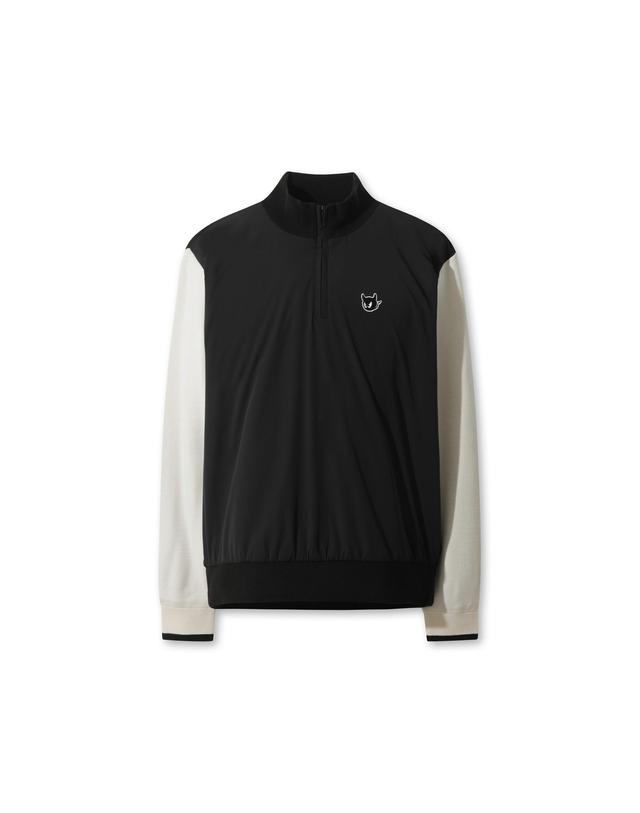 왁 [WAAC] Men Back Slogan Half Zip Sweater WMWAW25803BKX 착용컷