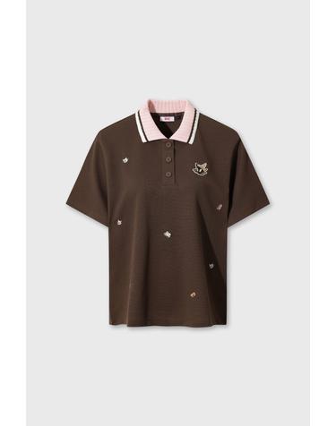 [WAAC] Women Knit Collar Loose-Fit Polo WWTCM26500BRD
