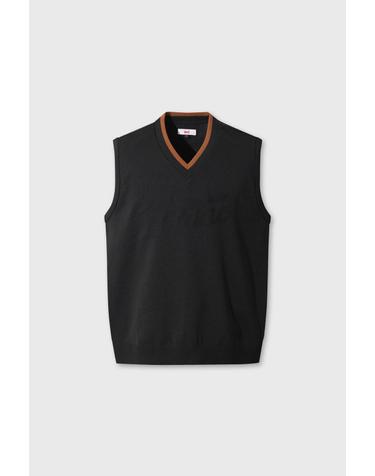 Men Hybrid V-neck Knit Vest WMWAA26601BKX