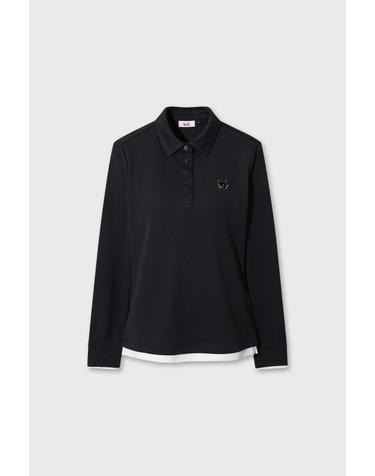 Women Faux Layered Polo WWTBA26600BKX