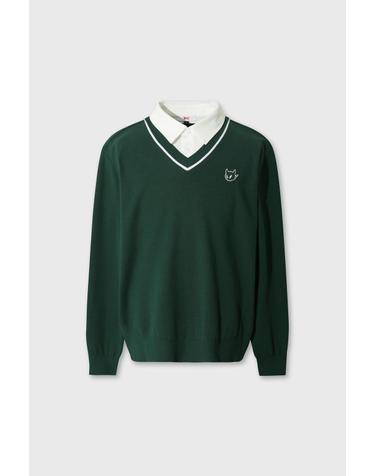 [WAAC] Men WAACKY Fake Layer Knit Polo WMWAW26707GRD