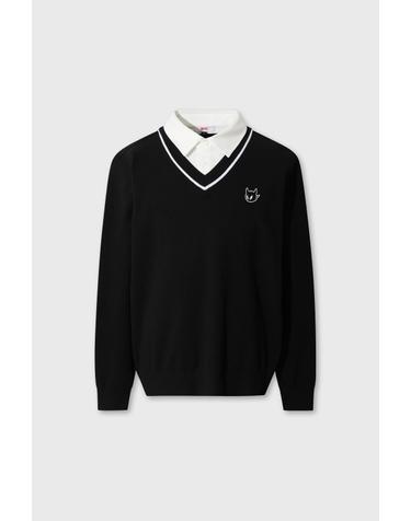 [WAAC] Men WAACKY Fake Layer Knit Polo WMWAW26707BKX