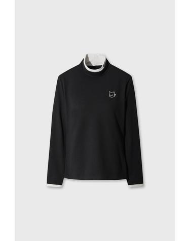 [WAAC] Women Fleece Color Block High Neck Top WWTBW26702BKX