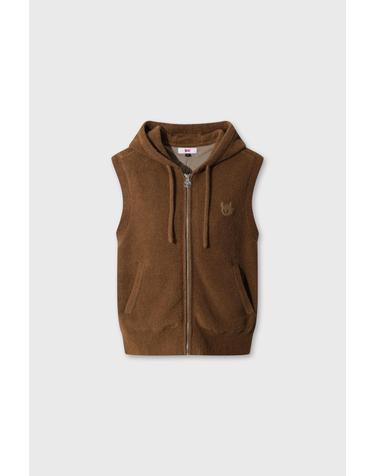 [WAAC] Women Pluffy Hooded Knit Vest (Set-up) WWWAW26702CMX