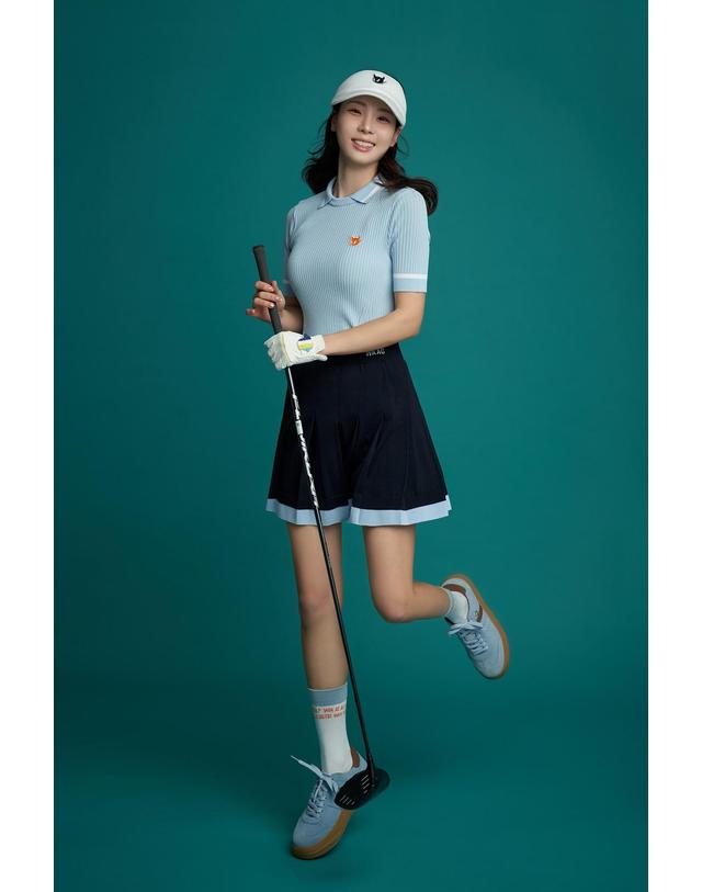 왁 [WAAC] Women Faux Layered Pleats Knit Skirt (Set-up) WWWAM26503NYD 착용컷