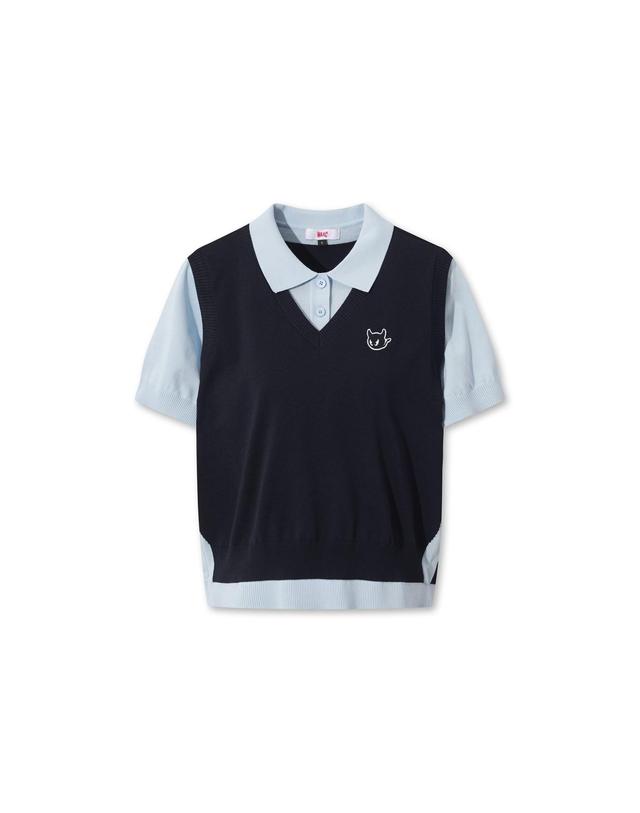 왁 [WAAC] Faux Layered Knit Polo (Set-up) WWWAM26502NYD 착용컷