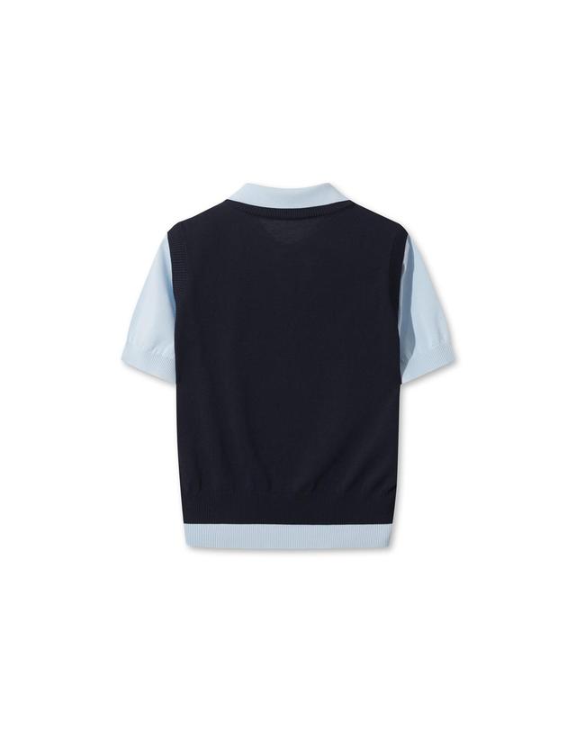 왁 [WAAC] Faux Layered Knit Polo (Set-up) WWWAM26502NYD 착용컷