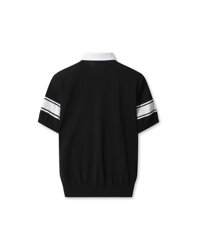 왁 [WAAC] Men WAAC Logo Jersey Collar Knit Polo WMWAM26202BKX 착용컷