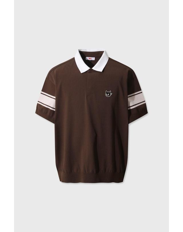 왁 [WAAC] Men WAAC Logo Jersey Collar Knit Polo WMWAM26202BRD 착용컷