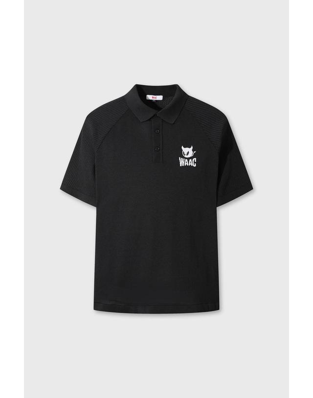 왁 [WAAC] PLAYER EDITION Men Emblem Knit Polo WMWAM26200BKX 착용컷