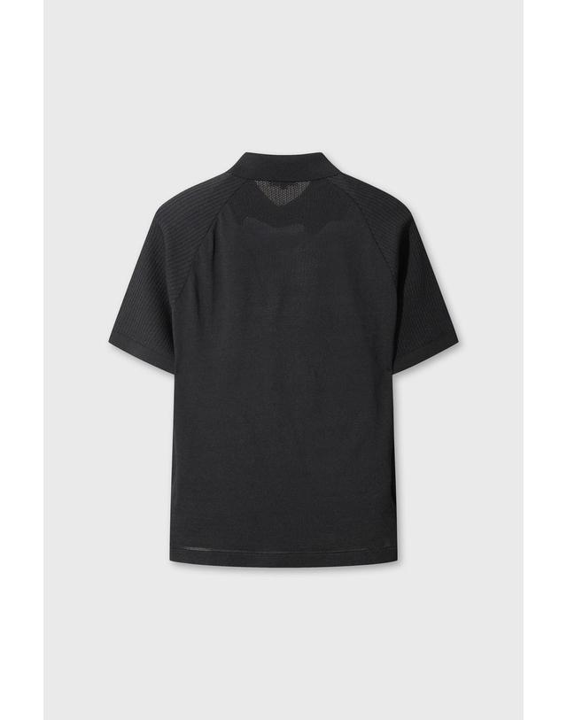 왁 [WAAC] PLAYER EDITION Men Emblem Knit Polo WMWAM26200BKX 착용컷