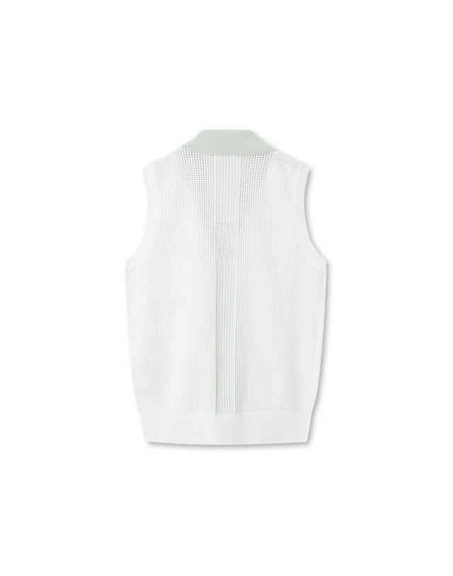 왁 [WAAC] Mesh Knit V-neck Cardigan Vest WWWAM26400WHX 착용컷