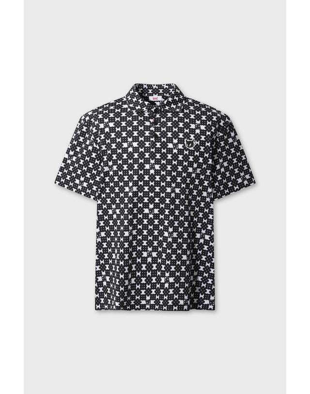 왁 Men WAACKY Geometric Patterned Polo WMTCA26603BKX 착용컷