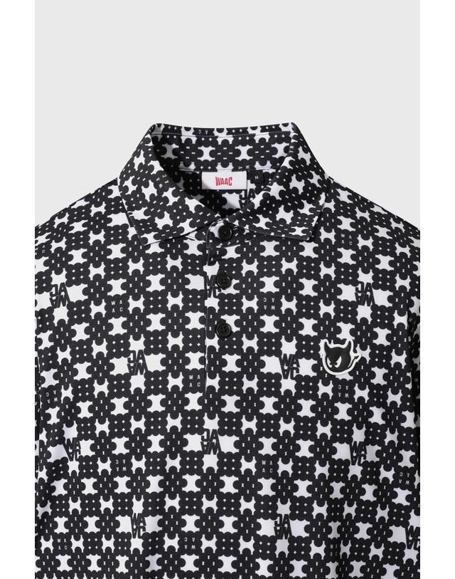왁 Men WAACKY Geometric Patterned Polo WMTCA26603BKX 착용컷