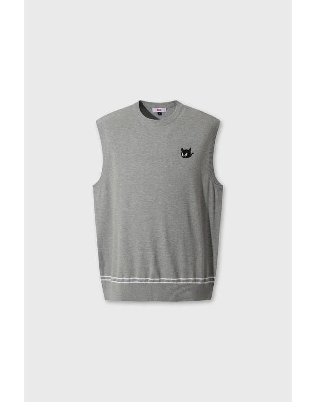 왁 Men WTO Crewneck Knit Vest WMWAA26630GYM 착용컷