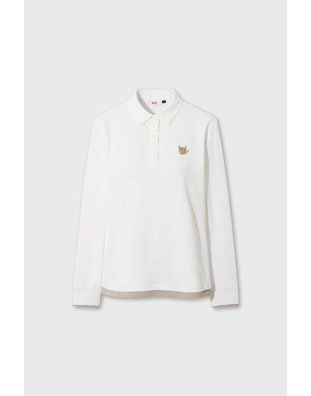 왁 Women Faux Layered Polo WWTBA26600IVX 착용컷