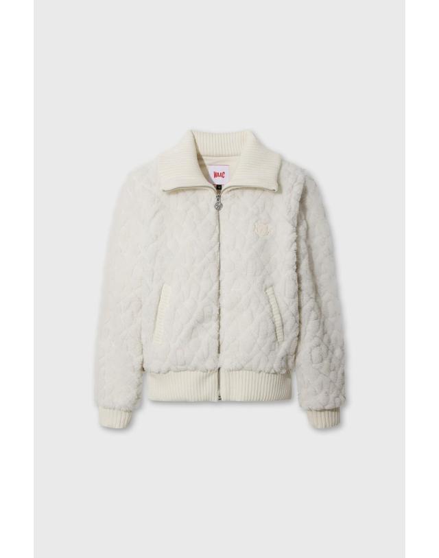왁 [WAAC] Women Pluffy Logo Jacquard jacket WWUAW26803IVX 착용컷