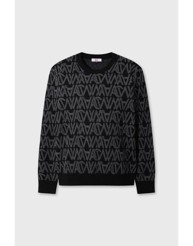 왁 [WAAC] Men Logo Patterned Sweater WMWAW26801BKX 착용컷