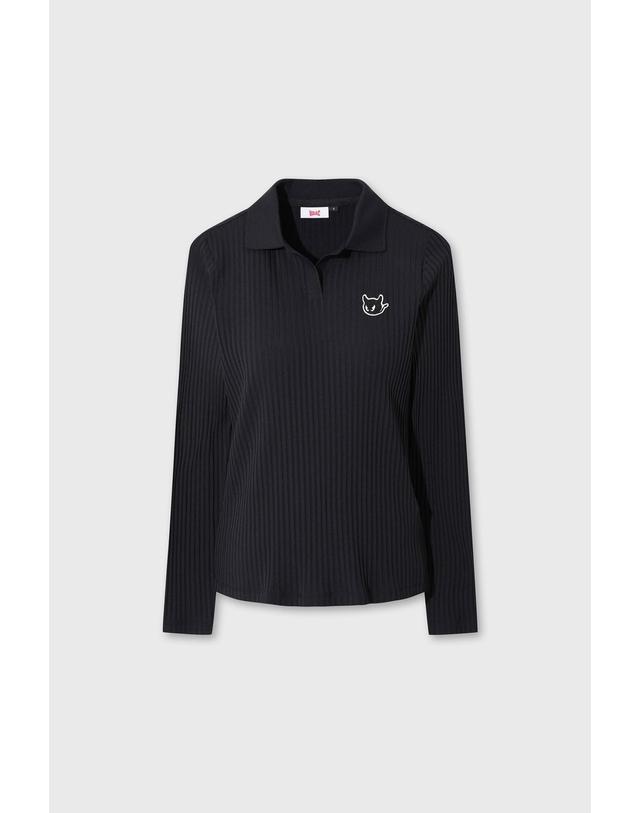 왁 [WAAC] [Exclusive] Women Ribbed Peach Warm Polo WWTBW26901BKX 착용컷