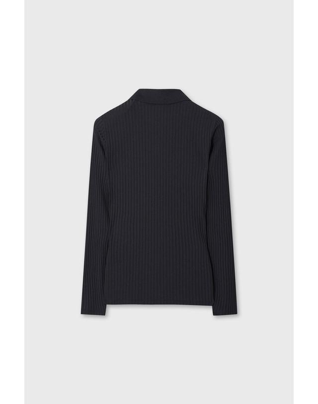 왁 [WAAC] [Exclusive] Women Ribbed Peach Warm Polo WWTBW26901BKX 착용컷