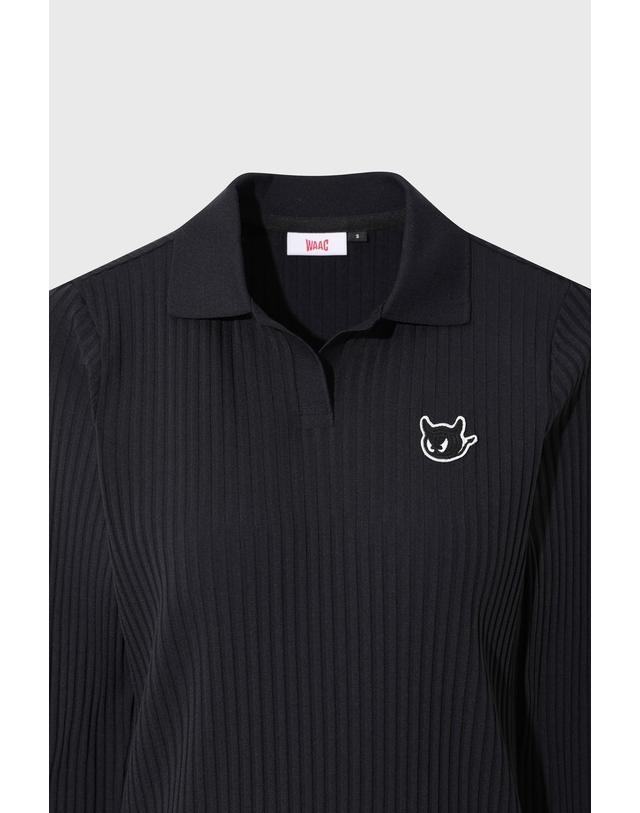 왁 [WAAC] [Exclusive] Women Ribbed Peach Warm Polo WWTBW26901BKX 착용컷