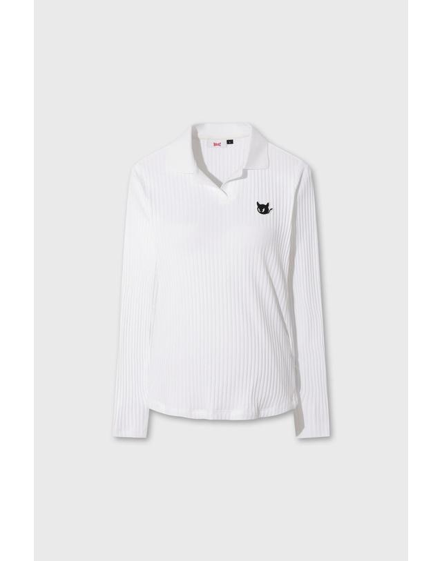 왁 [WAAC] [Exclusive] Women Ribbed Peach Warm Polo WWTBW26901IVX 착용컷