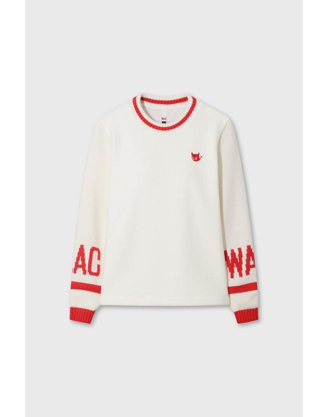 왁 [WAAC] Women Knit Sleeve Hybrid Sweatshirt WWTBW26705IVX 착용컷